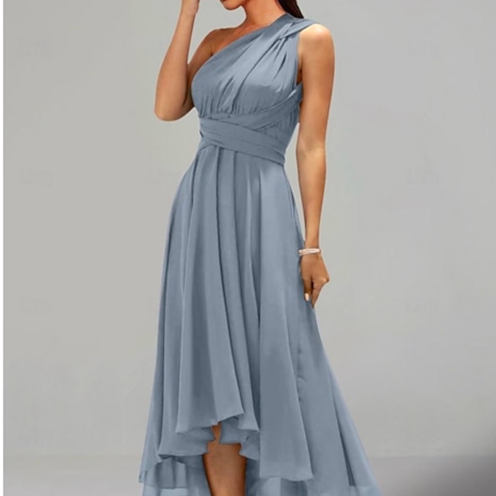 Dusty Blue A-Line Convertible Dress